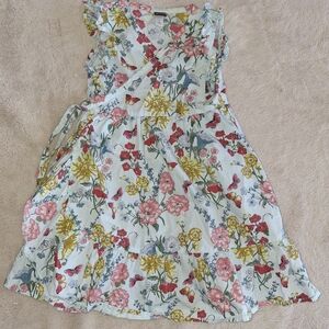 Tea Collection Floral Wrap Dress in White and Pink